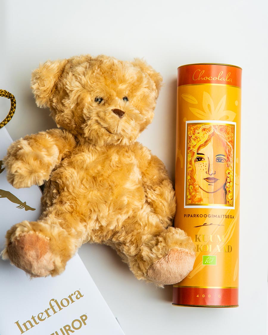 Minkštas meškutis ir karštas šokoladas su meduoliais