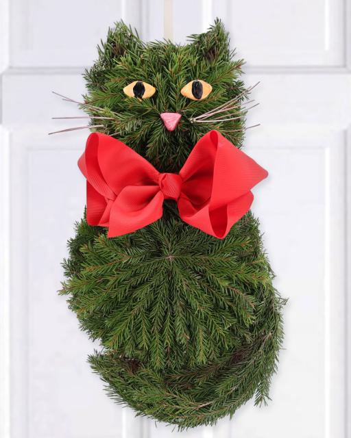 Kalėdinis Katino vainikas – durims arba langui