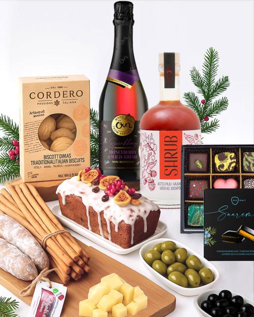 Prabangi gurmaniška dėžutė su putojančiu gėrimu (0 % alk.) ir Shrub